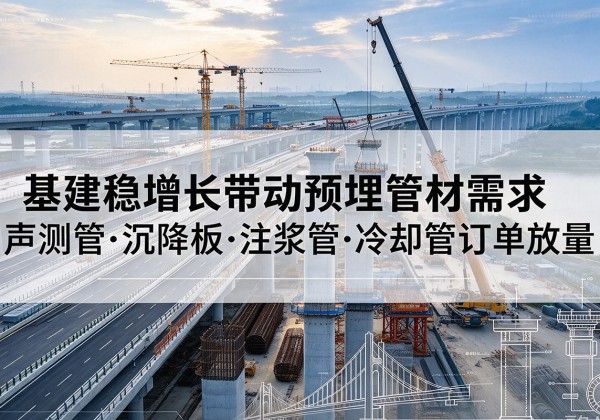 钦南基建稳增长带动预埋监测管材需求，声测管、沉降板、注浆管订单持续放量